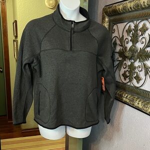 NWT Bass Men's Dark Gray 1/4 Zip-Up Pullover Sz XL men’s-secure zip pockets